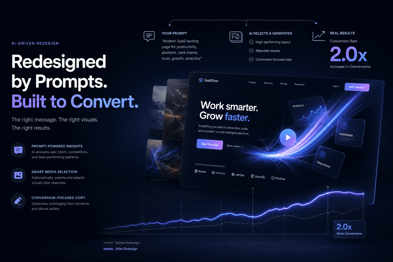 A SaaS Landing Page Redesign That Doubled Trial Signups — Directed Entirely Through Prompts and Reference Media