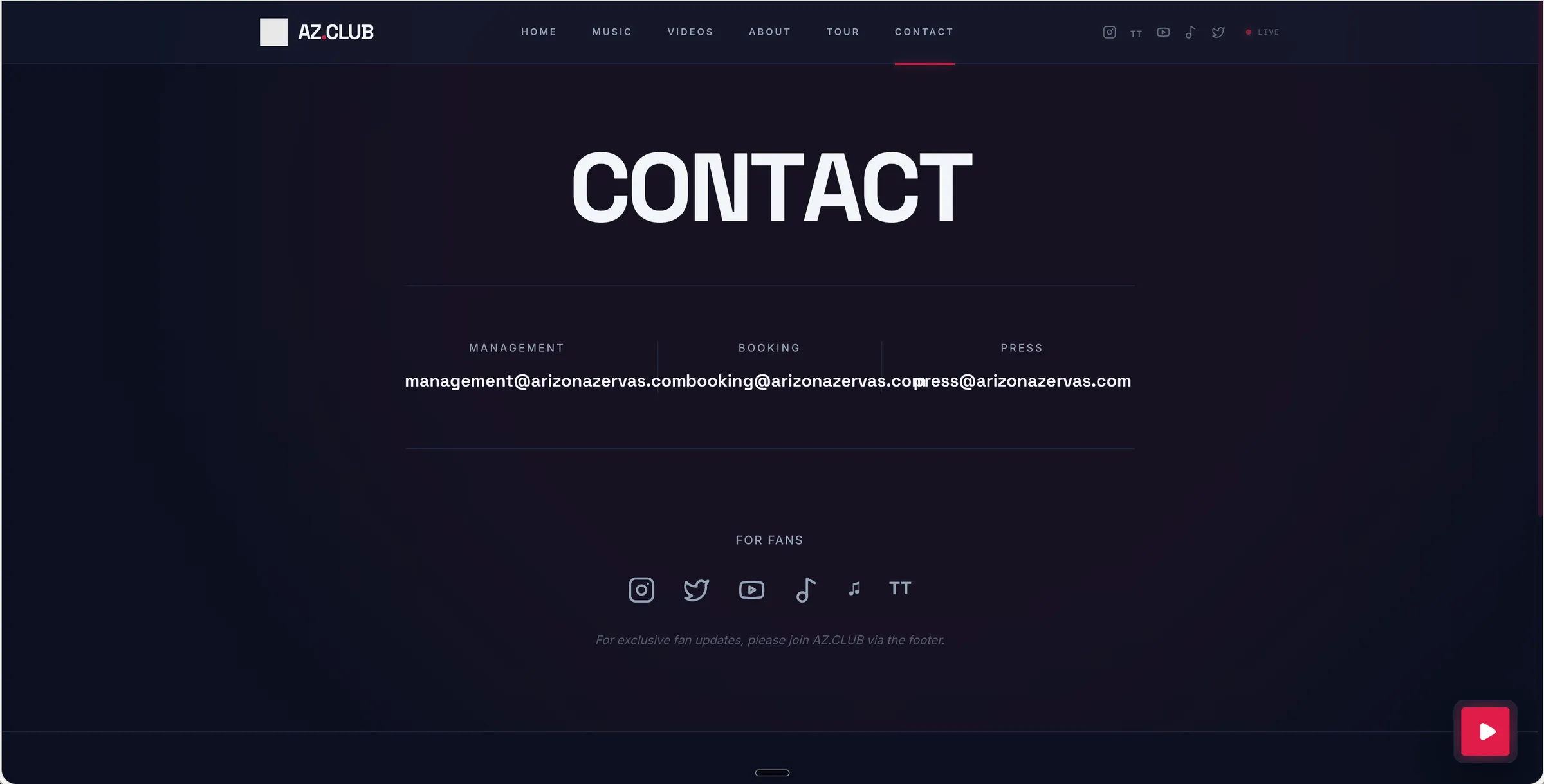 Arizona Zervas contact page