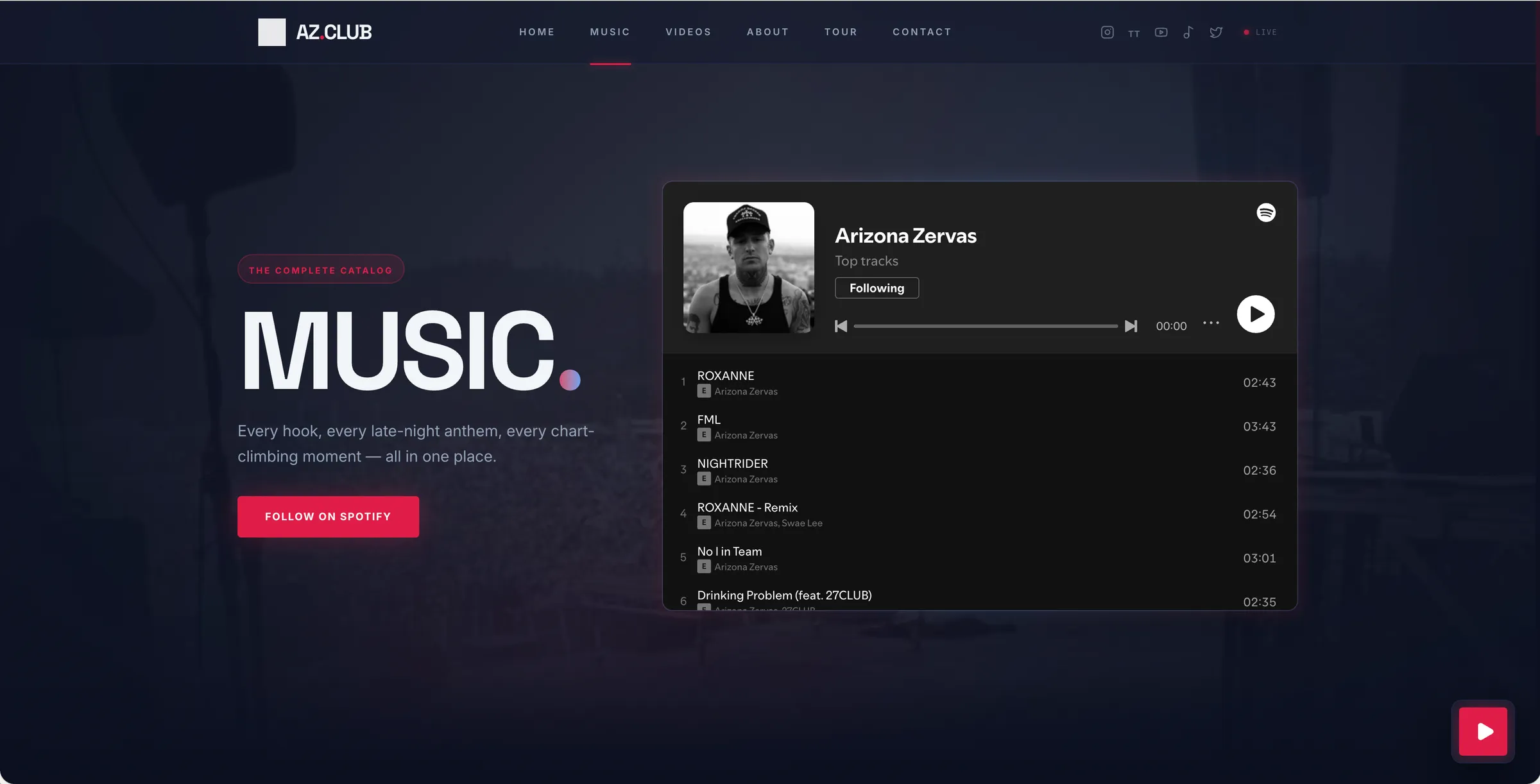 Arizona Zervas music page