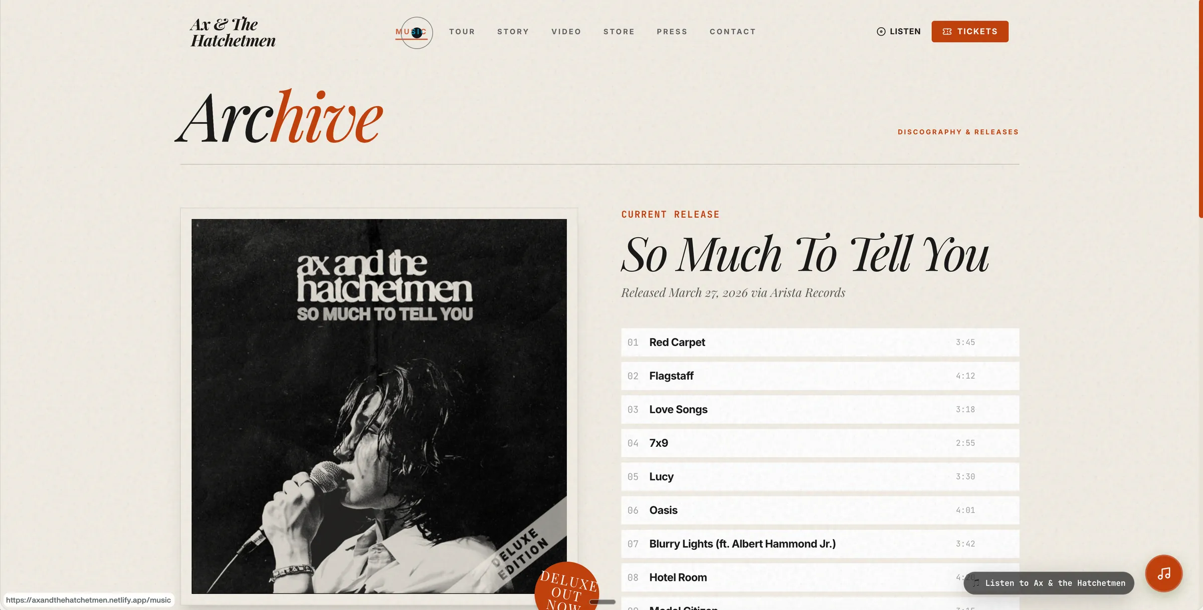 Ax & The Hatchetmen music page