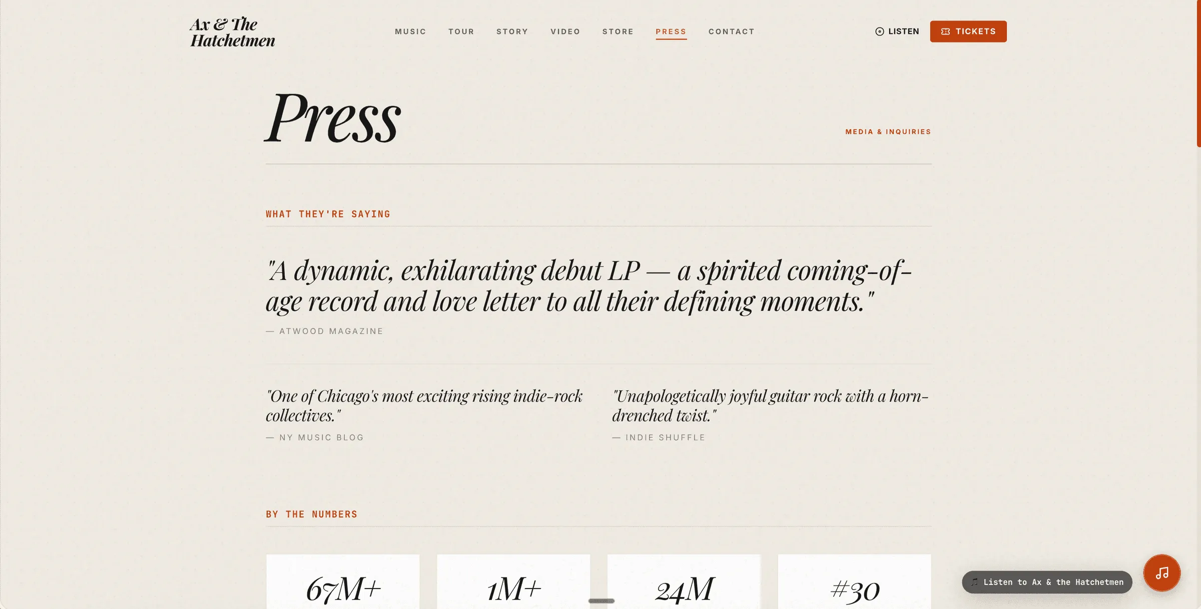 Ax & The Hatchetmen press page
