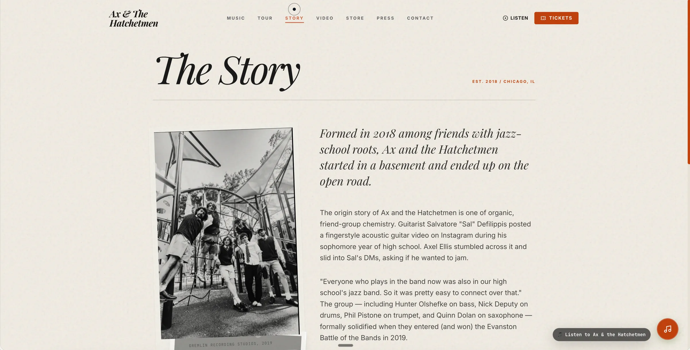 Ax & The Hatchetmen story page