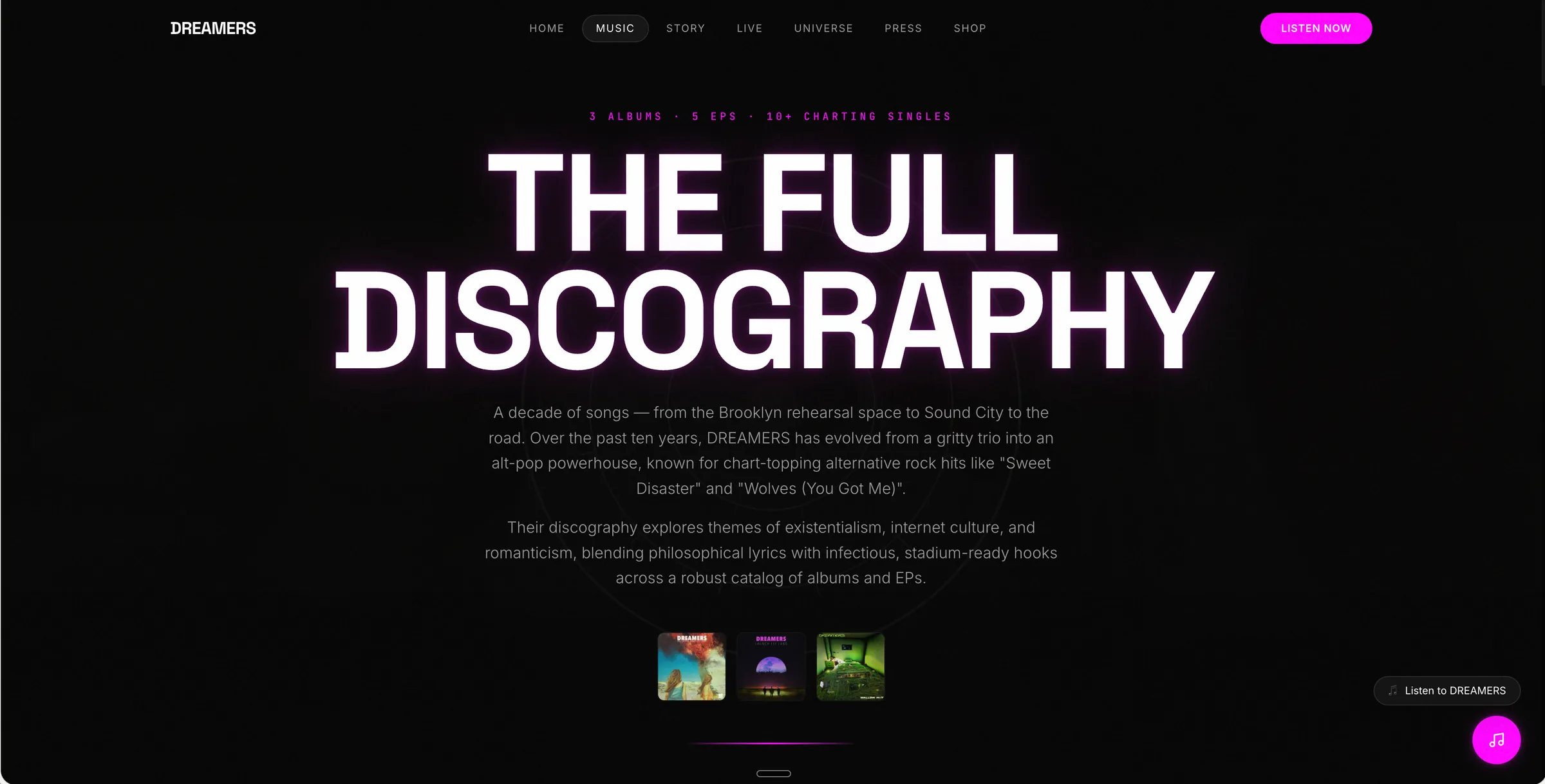 Dreamers music page