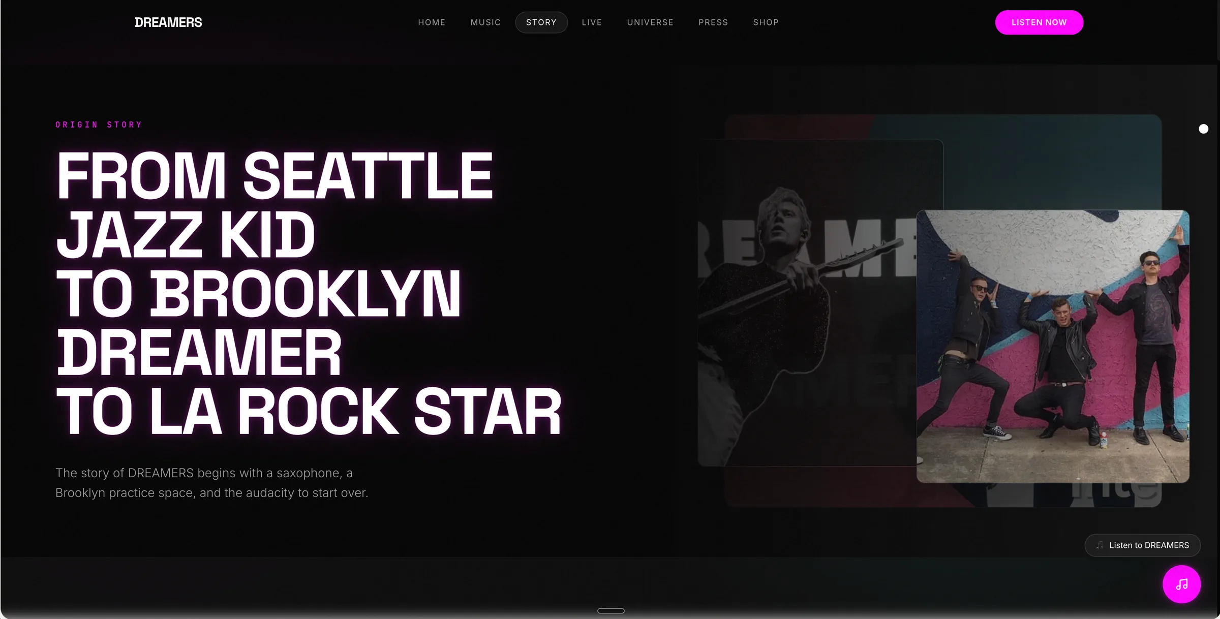 Dreamers story page
