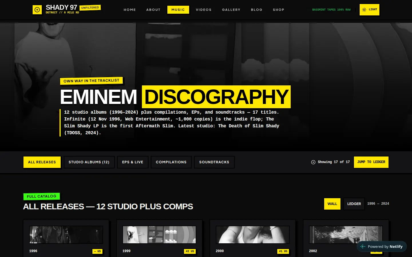Eminem — SHADY 97 music page