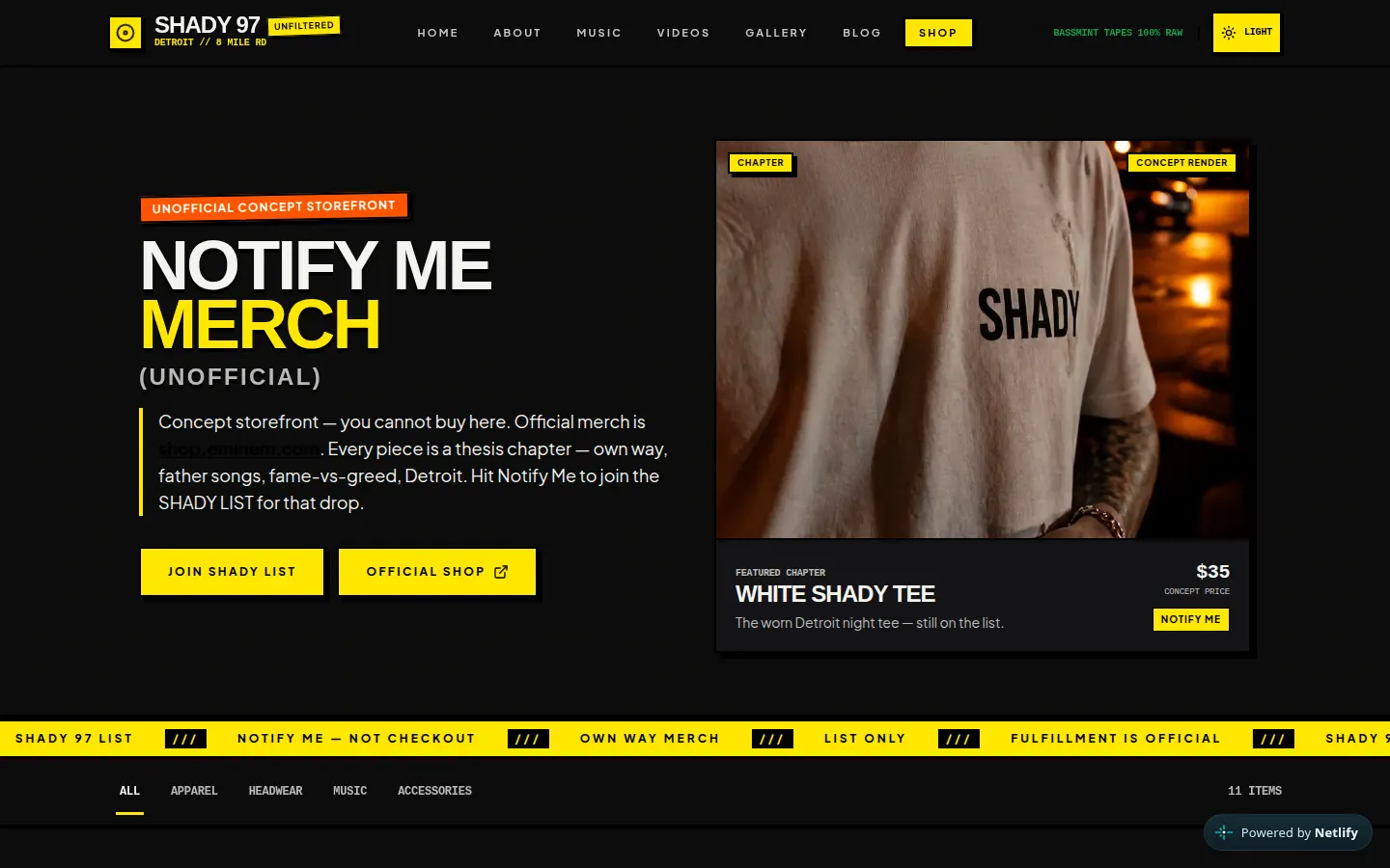 Eminem — SHADY 97 shop page