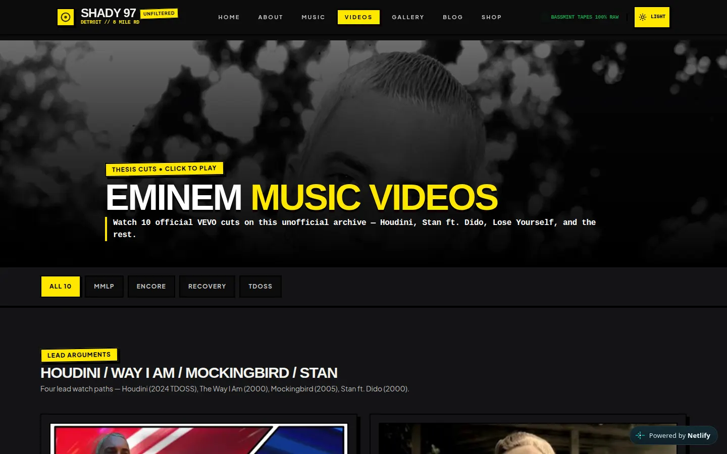 Eminem — SHADY 97 videos page