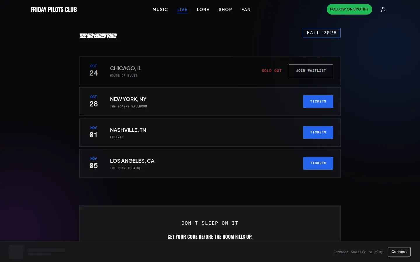 Friday Pilots Club live page