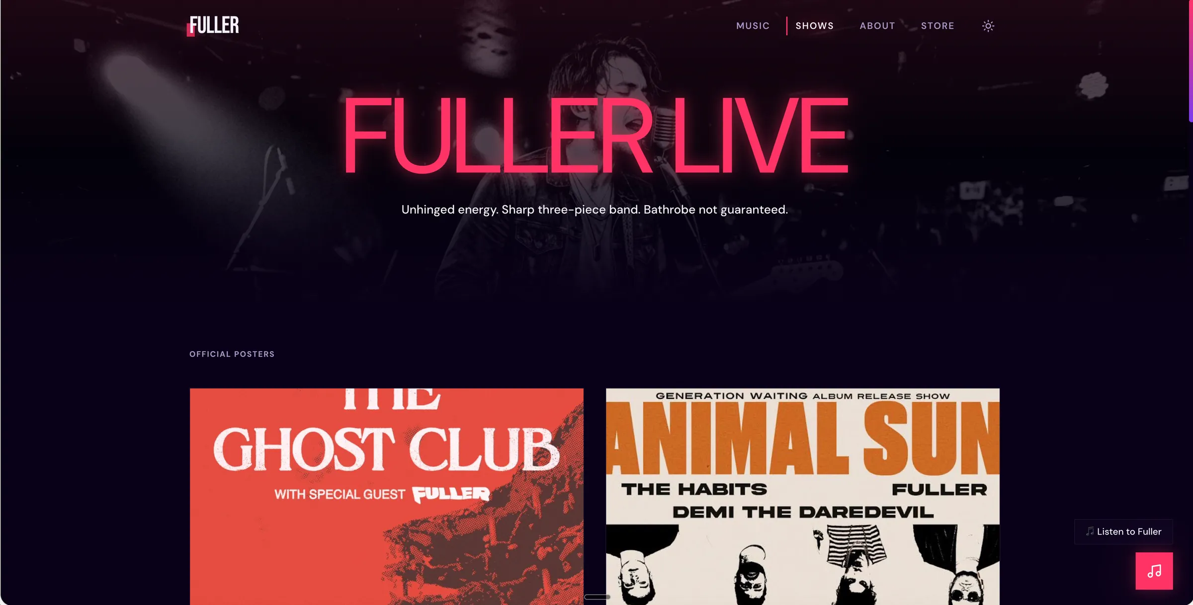 JP Fuller shows page
