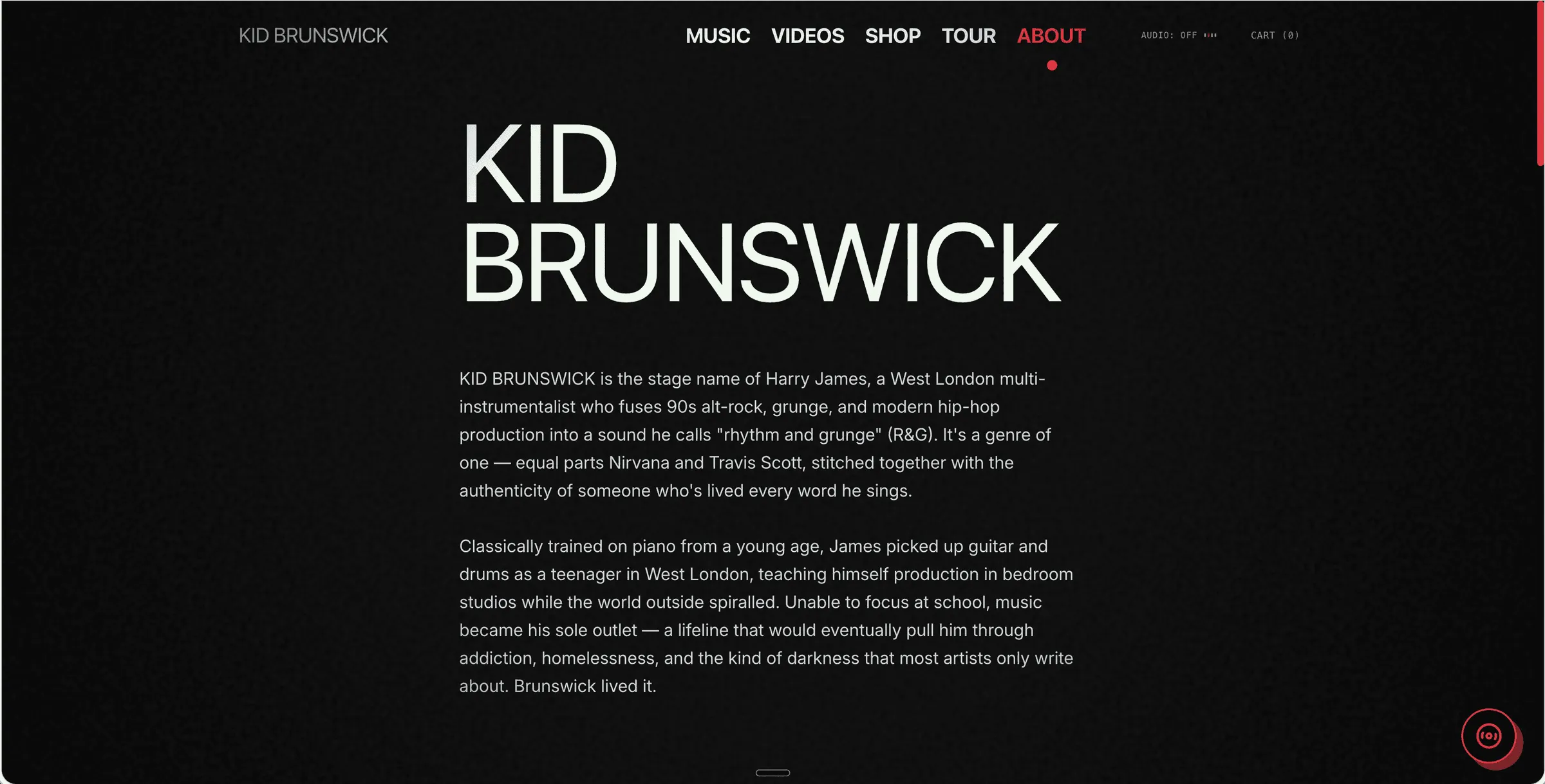 Kid Brunswick about page