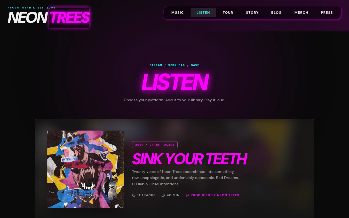 Neon Trees listen page