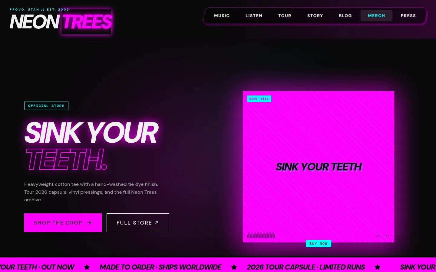 Neon Trees merch page