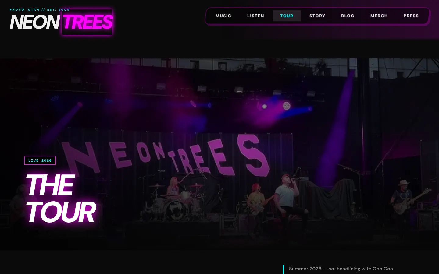 Neon Trees tour page