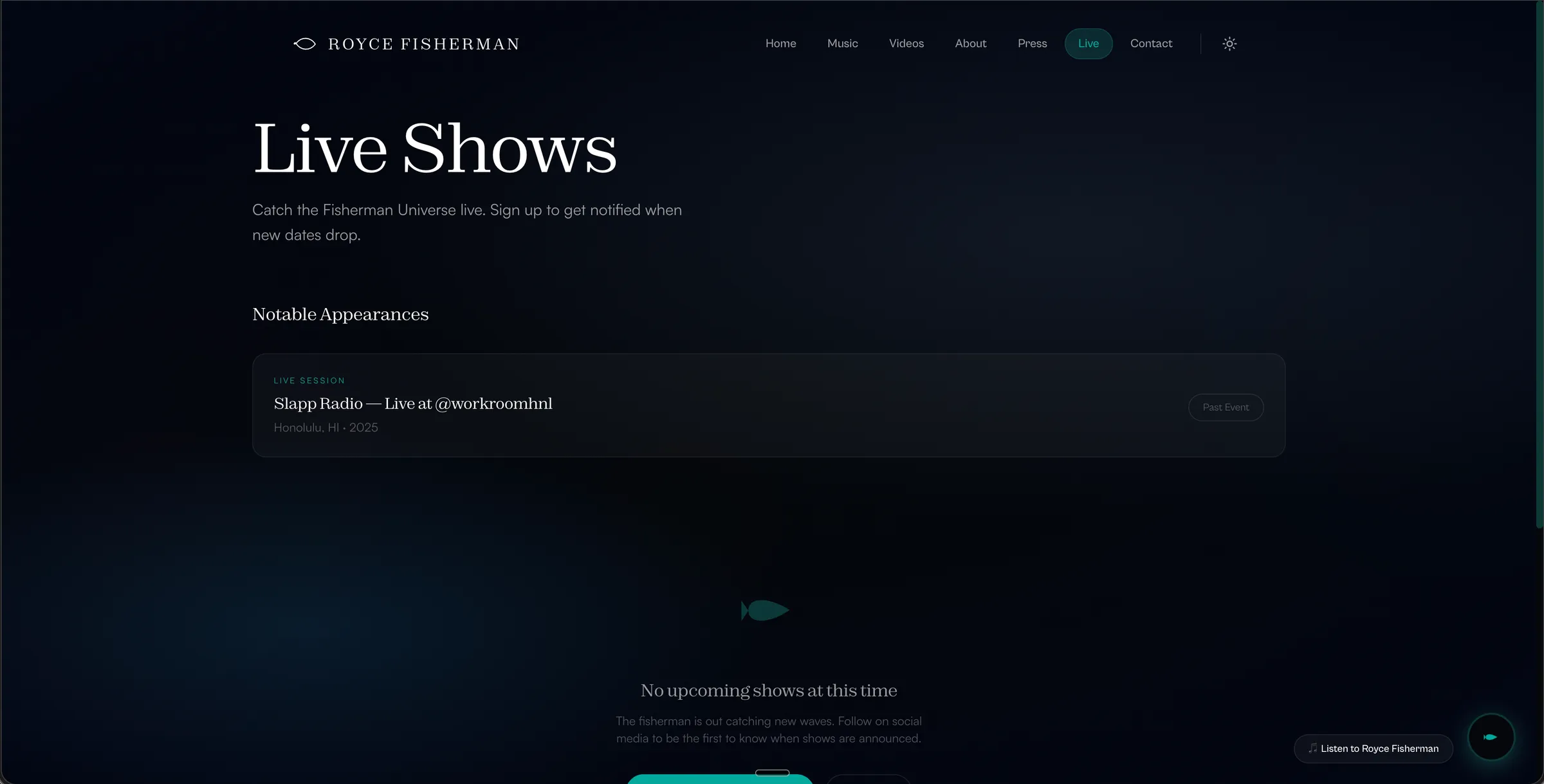 Royce Fisherman live page