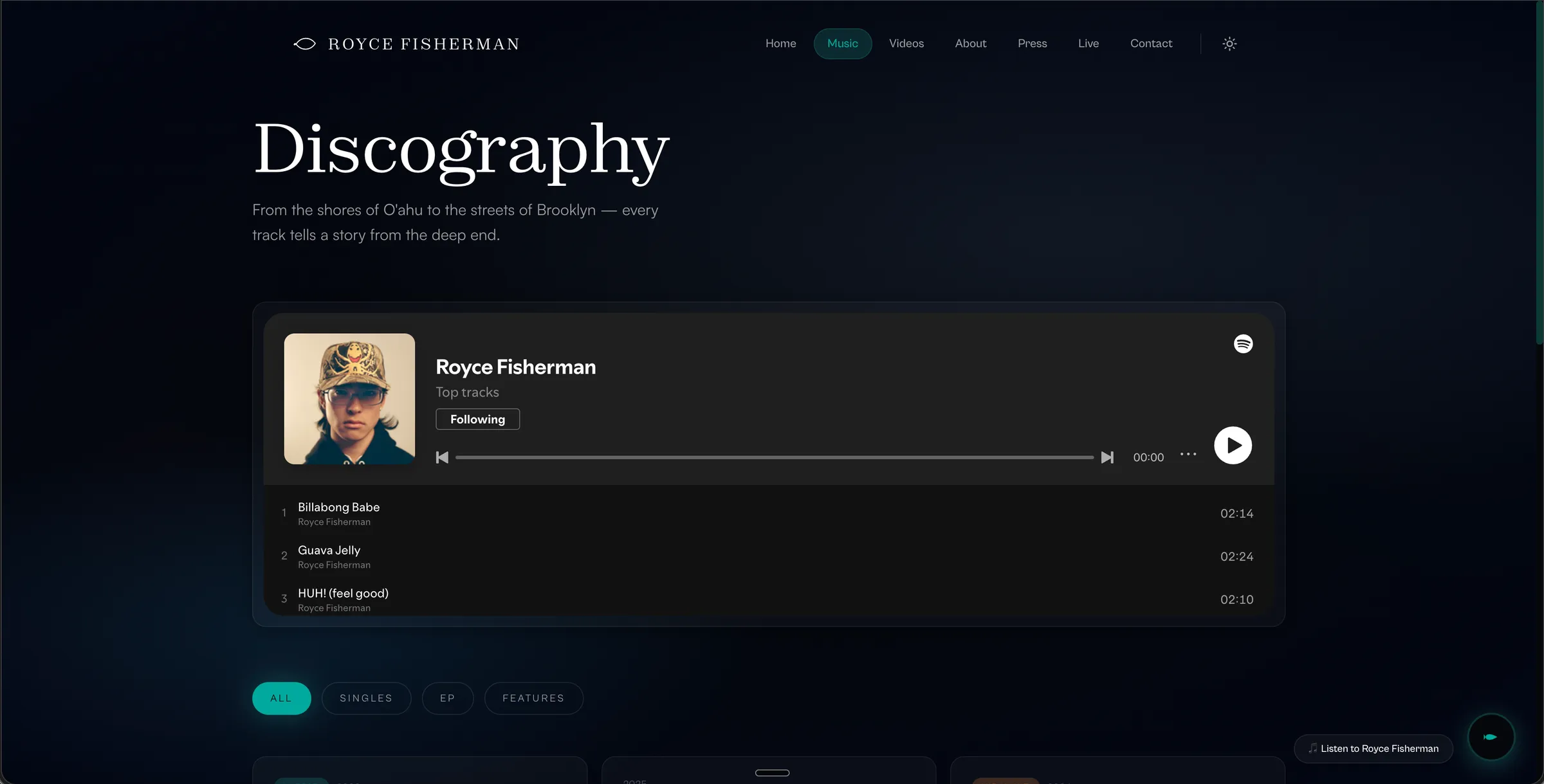 Royce Fisherman music page