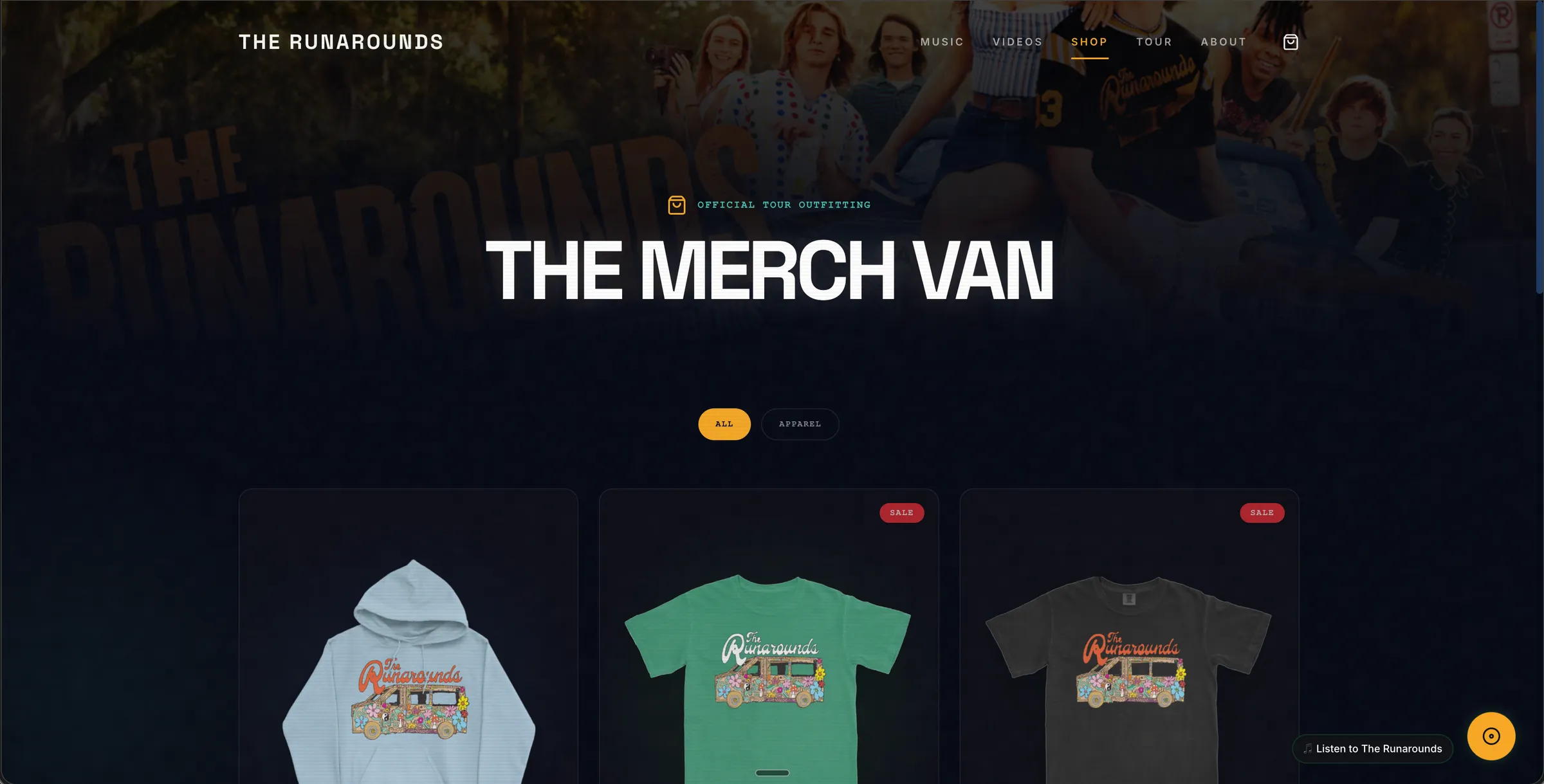 The Runarounds merch page