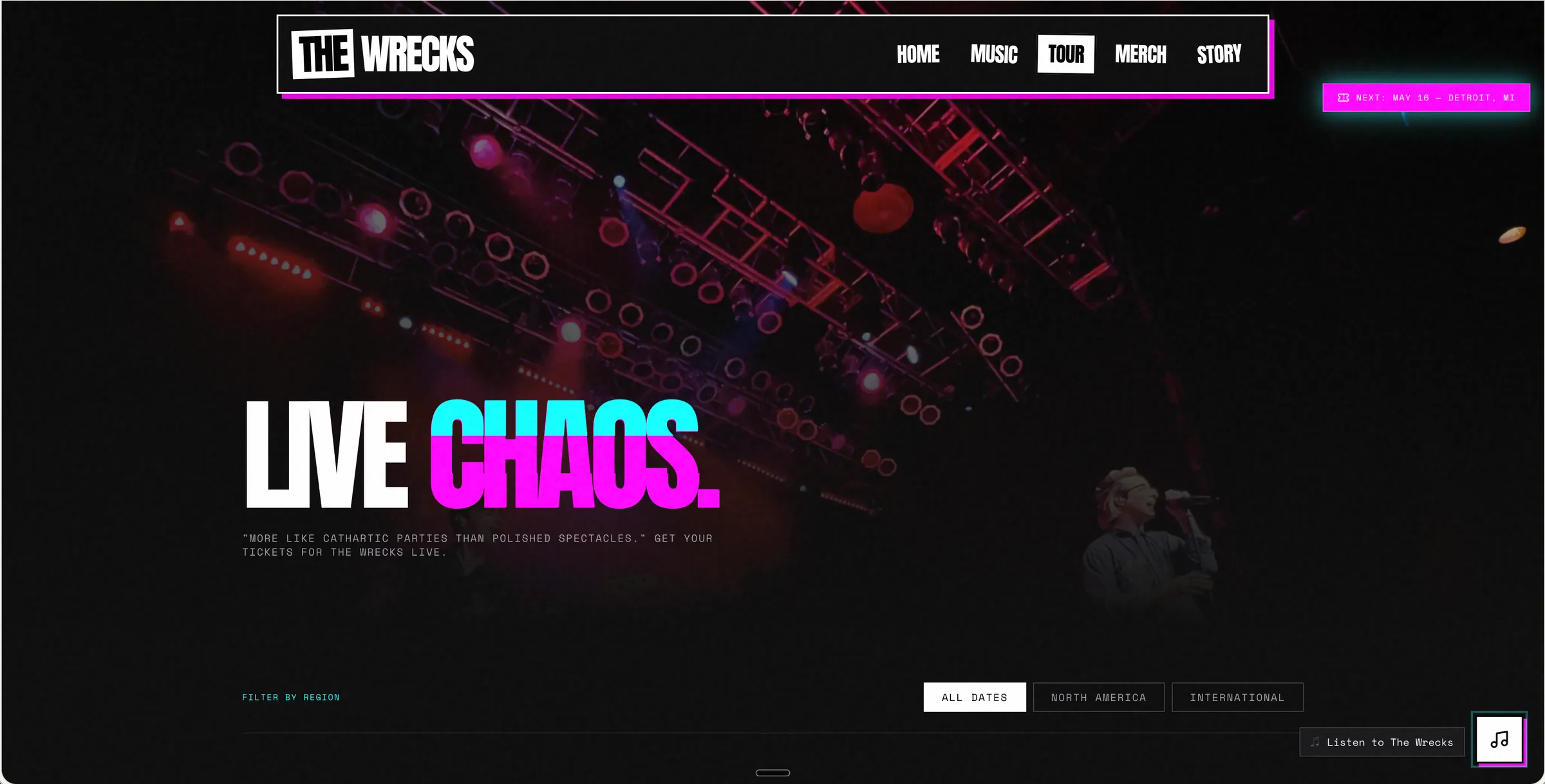 The Wrecks live page