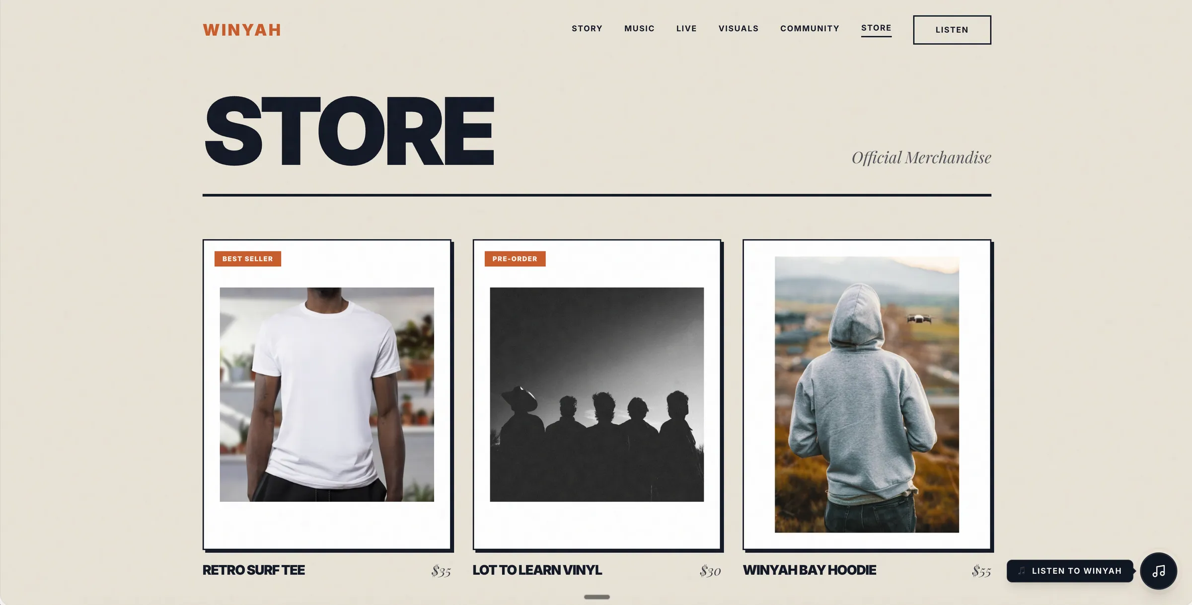 Winyah store page